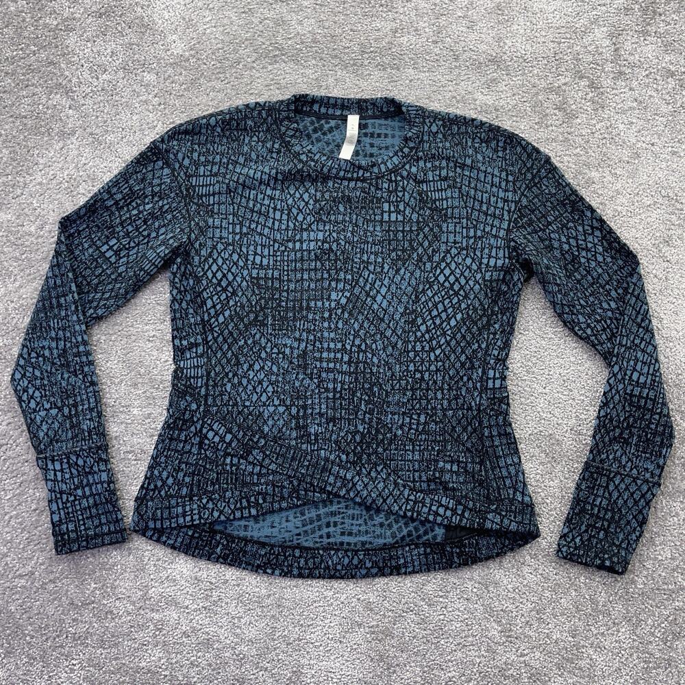 lululemon athletica Long Sleeve Crew Top in Teal and Black Print